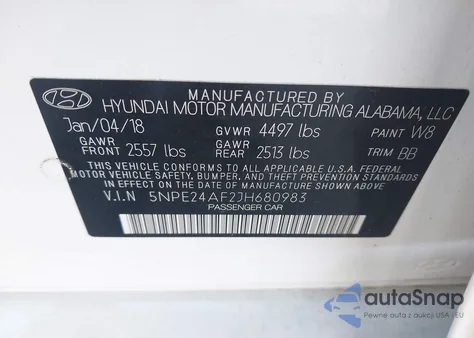 2018 Hyundai Sonata Se from USA, damaged, VIN 5NPE24AF2JH680983